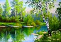 Летний берег тихой реки