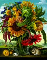 Летний букет из подсолнухов в вазе