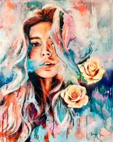 Милая девушка и розы