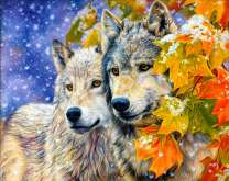 Волки под снегом и желтые льстья