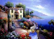 Красочная цветущая набережная