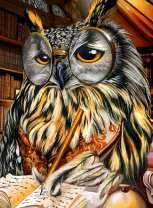 Мудрый филин в библиотеке