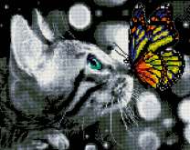 Голубоглазый котёнок и бабочка