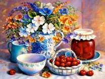 Букетик цветочков и вишни