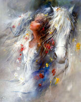 Девушка и ее белая лошадь