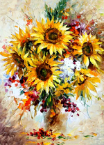 Живописный букет с подсолнухами