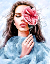 Девушка с большим цветком мака