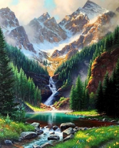 Сказочный водопад в горной долине