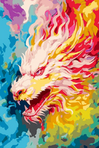Картина по номерам «Разноцветный огненный дракон»