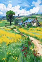 Фермерский домик среди полей