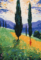 Прекрасный пейзаж с видом на горы и холмы