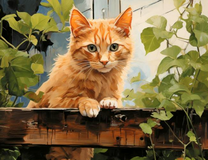 Рыжий котик у забора