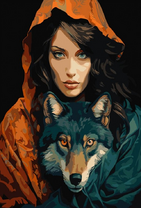 Девушка с серым волком