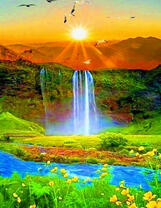 Закат над водопадом