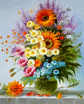 Разнообразный букет цветов