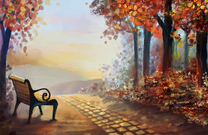 Скамейка в осеннем парке