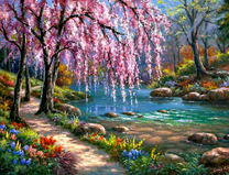 Цветущее дерево над рекою