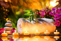 Полотенца, свечки и камни