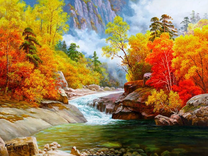 Осенний пейзаж в горной местности