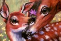 Маленький оленёнок с мамой