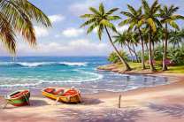 Лодка на берегу тропического острова