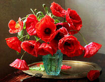 Букет ярких маков в вазе