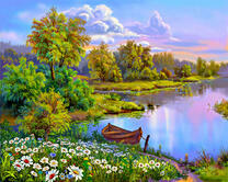 Красочный вид на летнее озеро