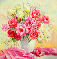 Букетик роз в вазе и сердечко