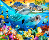 Довольные дельфины