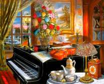 Рояль и цветы