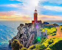 Маяк на обрыве у моря