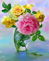 Букет из желтых и розовых роз