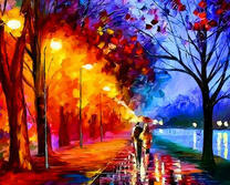 Вечерняя прогулка под осенним листопадом