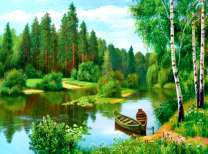 Лодка на лесном озере