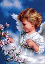 Ангелочек девочка и магнолии