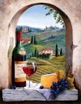 Вино и сыр на фоне винодельни