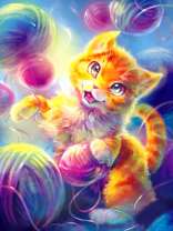 Рыженький котёнок с клубочками