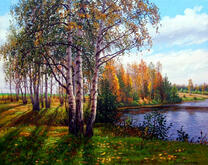 Стройные березки у реки