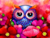 Совенок вреди ярких цветов