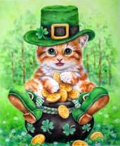 Котик в зеленой шляпе