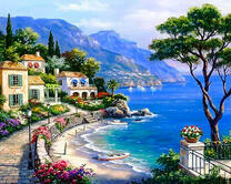 Курортная набережная у морского залива