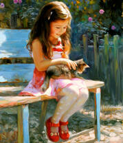 Милая девочка с котенком