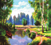 Лодка под деревом на реке