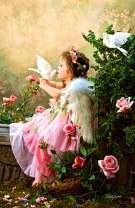 Девочка целует голубя 