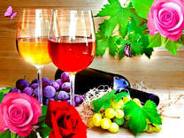 Вино, розы и виноград