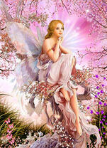 Фея в розовых цветах
