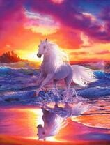 Белая лошадь на морском берегу