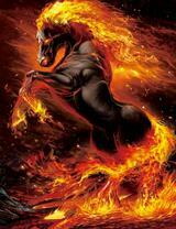 Черный конь с огненной гривой