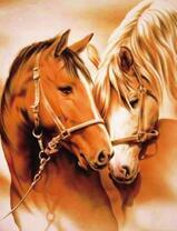 две лошади с уздечками
