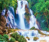 Красочный весенний водопад в лесу